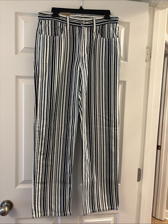 Levi's Denim - Levi's Black & White Vertical Stripe Straight Leg Jeans